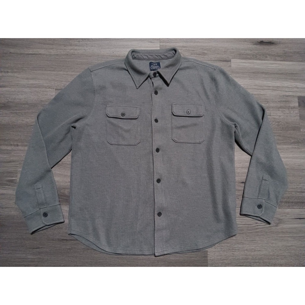 J. Crew Men's‎ Grey Authentic Fleece Double Pocket Long Sleeve Shirt Size Large